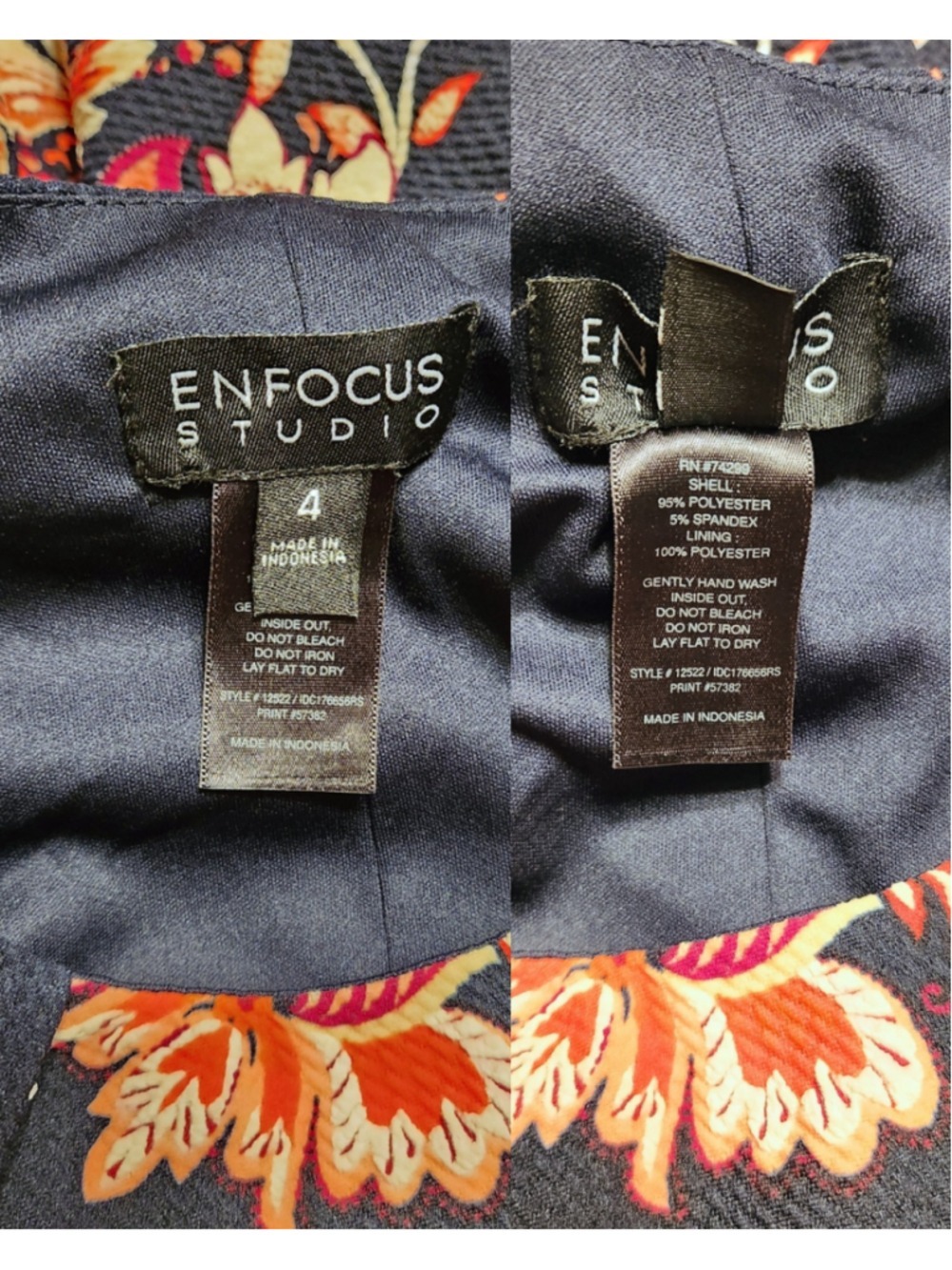 Enfocus Studio Black Red Floral Paisley A-Line Dress Large - Picture 9 of 10